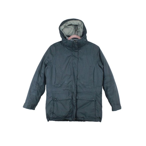 LL Bean Black Polyester Baxter State Down Hooded Parka Size M